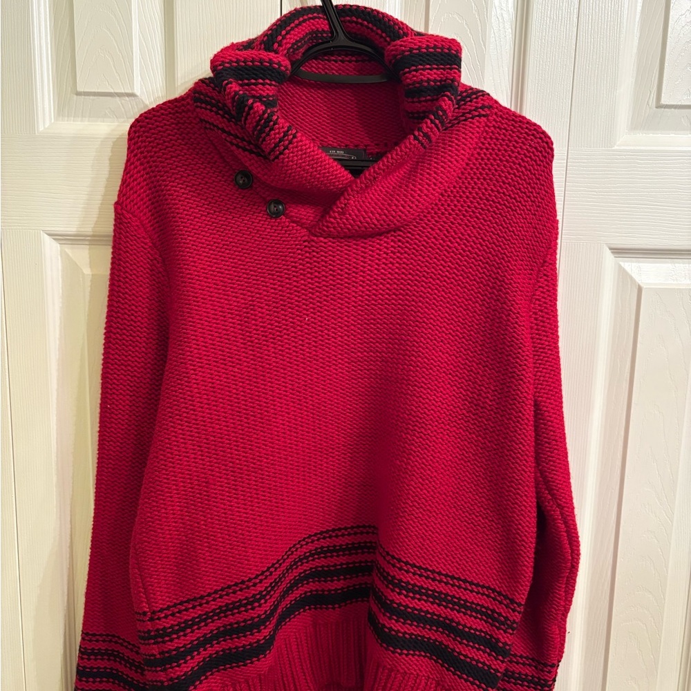 Ralph Lauren Red and Black Cowl Neck Sweater